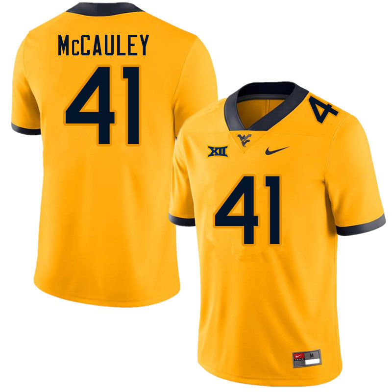 NCAA Men's Jax McCauley West Virginia Mountaineers Gold #41 Nike Stitched Football College Authentic Jersey ZZ23H14AF